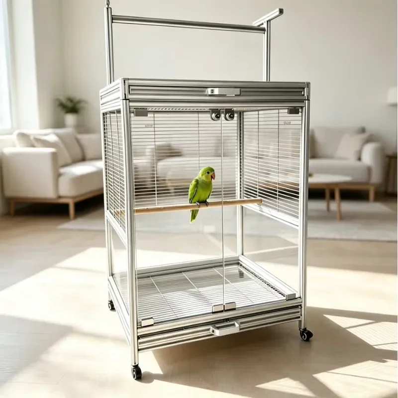 Large Portable Pet Bird Cage Durable Aluminum Alloy Stainless Steel Iron Parrot House Wholesale Forging Design for Small