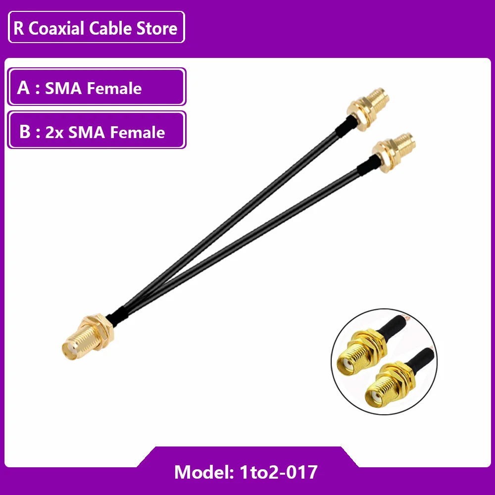 SMA Male to 2X SMA Female Connector Y Type Splitter Combiner Jumper Pigtail Adapter RF Coaxial RG174 Cable WIFI Router Antenna