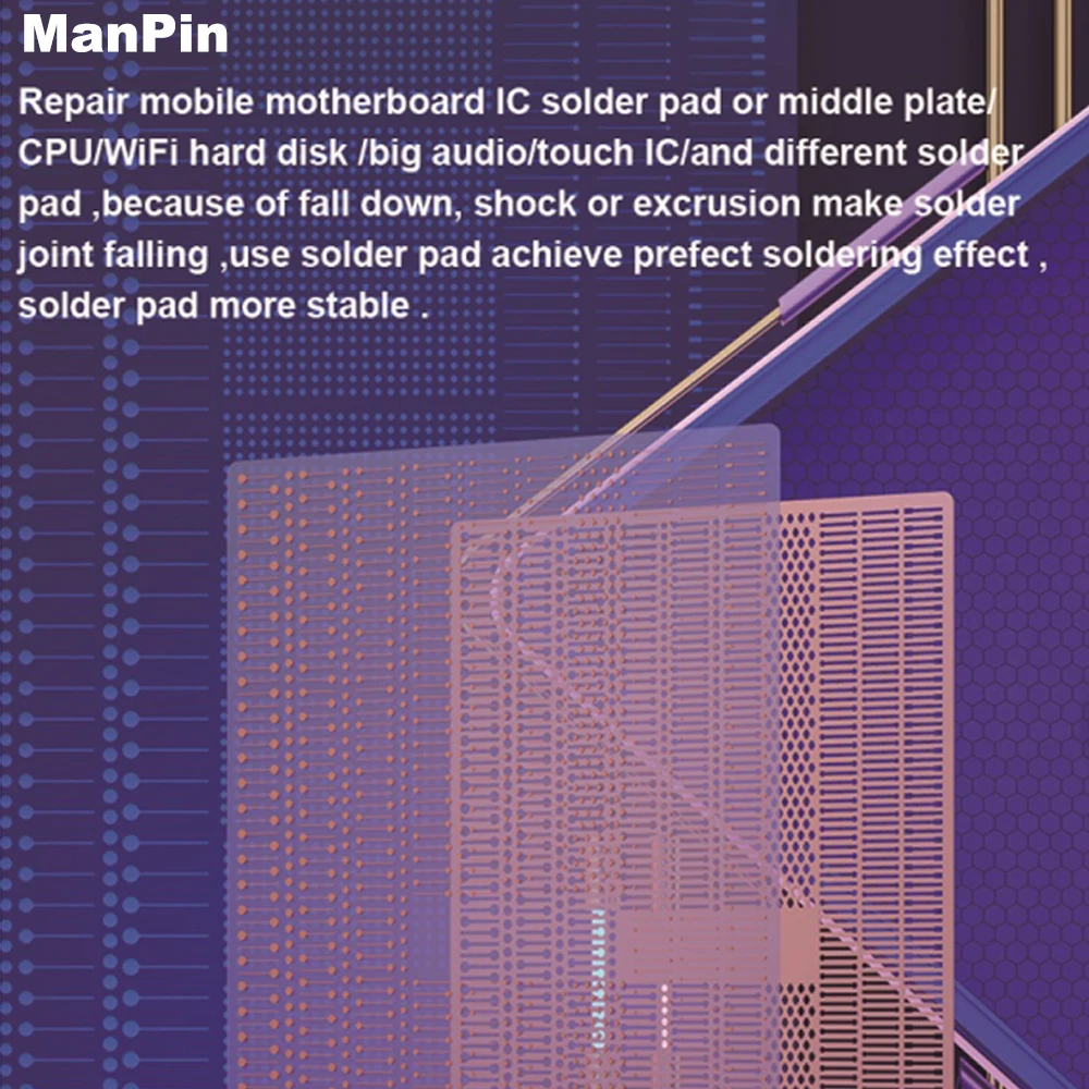 Plaque de tampon à souder IC, 3 pièces, points pour téléphone portable, réparation CPU, fil de saut sans mouche, fixation Stable, feuille de cuivre 30um d'épaisseur