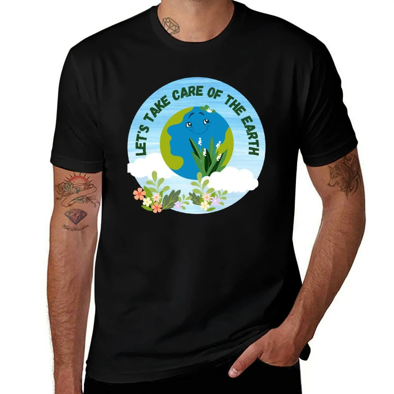

Happy Earth Day - Let's take care of the earth Футболка кавайная одежда мужская футболка черные роскошные дизайнерские мужские футболки