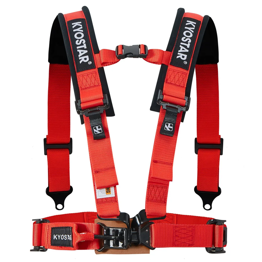 

4 point red racing harness seat belt with shoulder pad