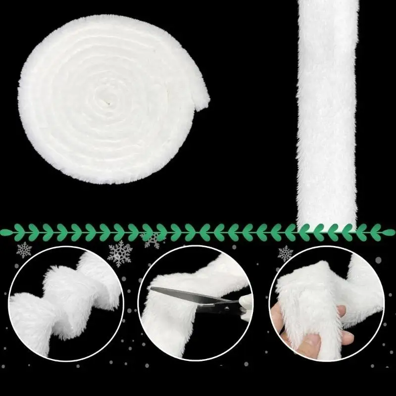39BB lễ hội màu trắng may quần áo trang trí cho lễ Giáng sinh, dây đeo lông 59 inch màu trắng sang trọng quyến rũ