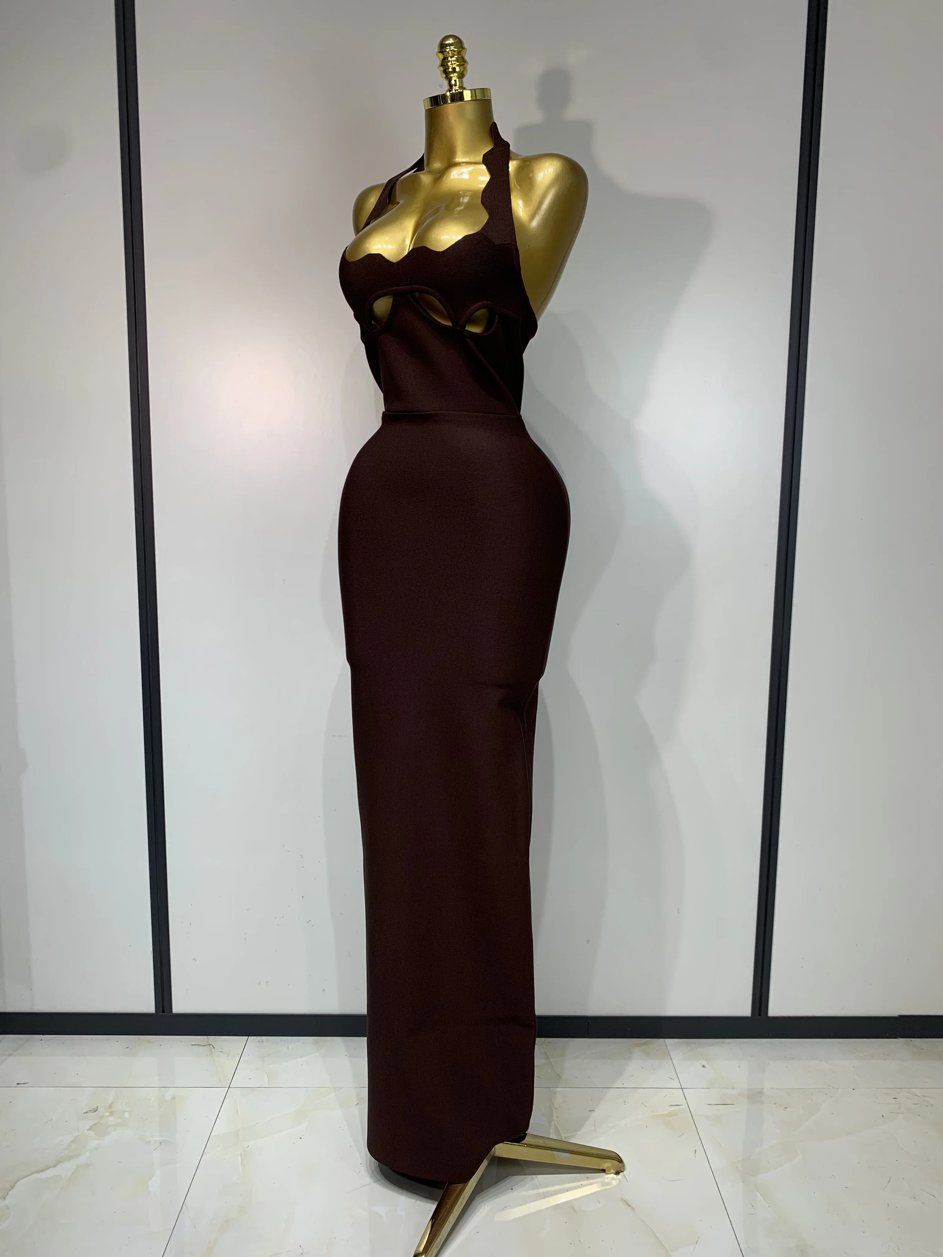 Women Halter Neck Sexy Cut Out Backless Bandage Long Dress Celebrity  Elegant Evening Party Luxury Birthday Nightclub Dress - AliExpress 200000345