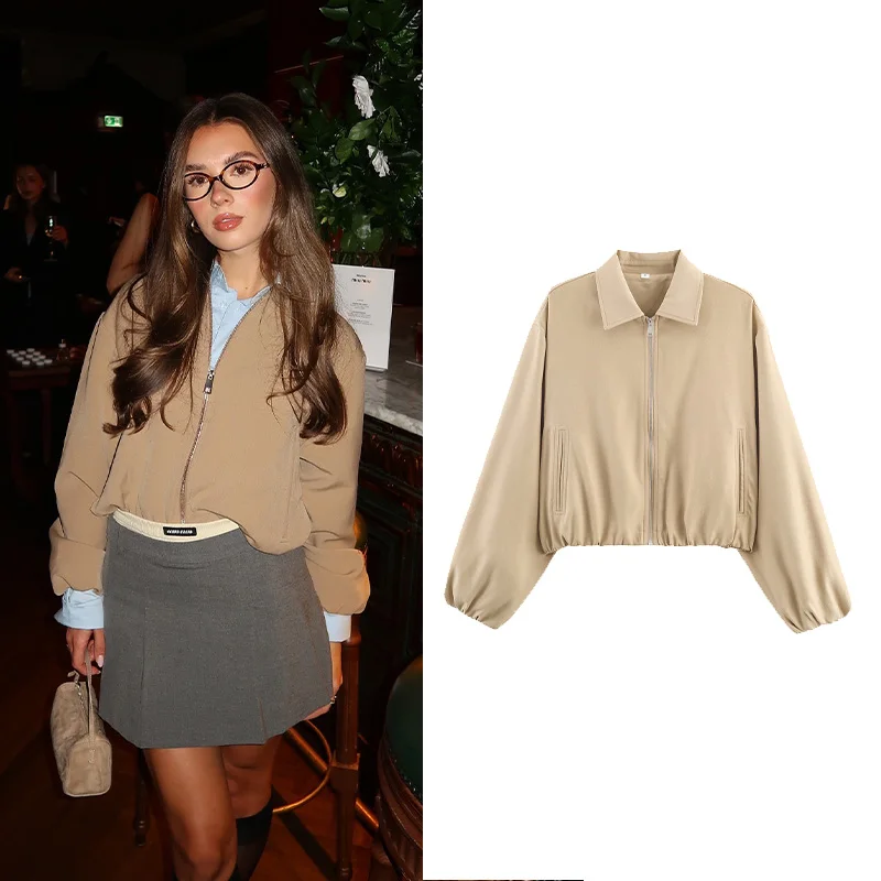 

Женская простая повседневная куртка на весну с длинными рукавами, карманами, эластичной талией, однотонная, стильная верхняя одежда для женщин