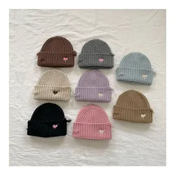 MILANCEL New Winter Kids Knitted Hat Children Warm 8 Colors Beanie Girls Cute Love Cap