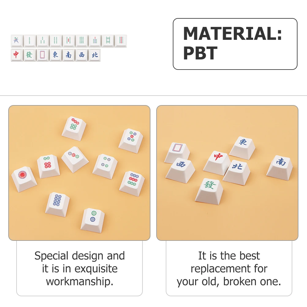 

16pcs Mahjong Keycap Replacement Mechanical Keyboard Material Dye Sublimation Original Height Comfortable Use Keyboard Mouse