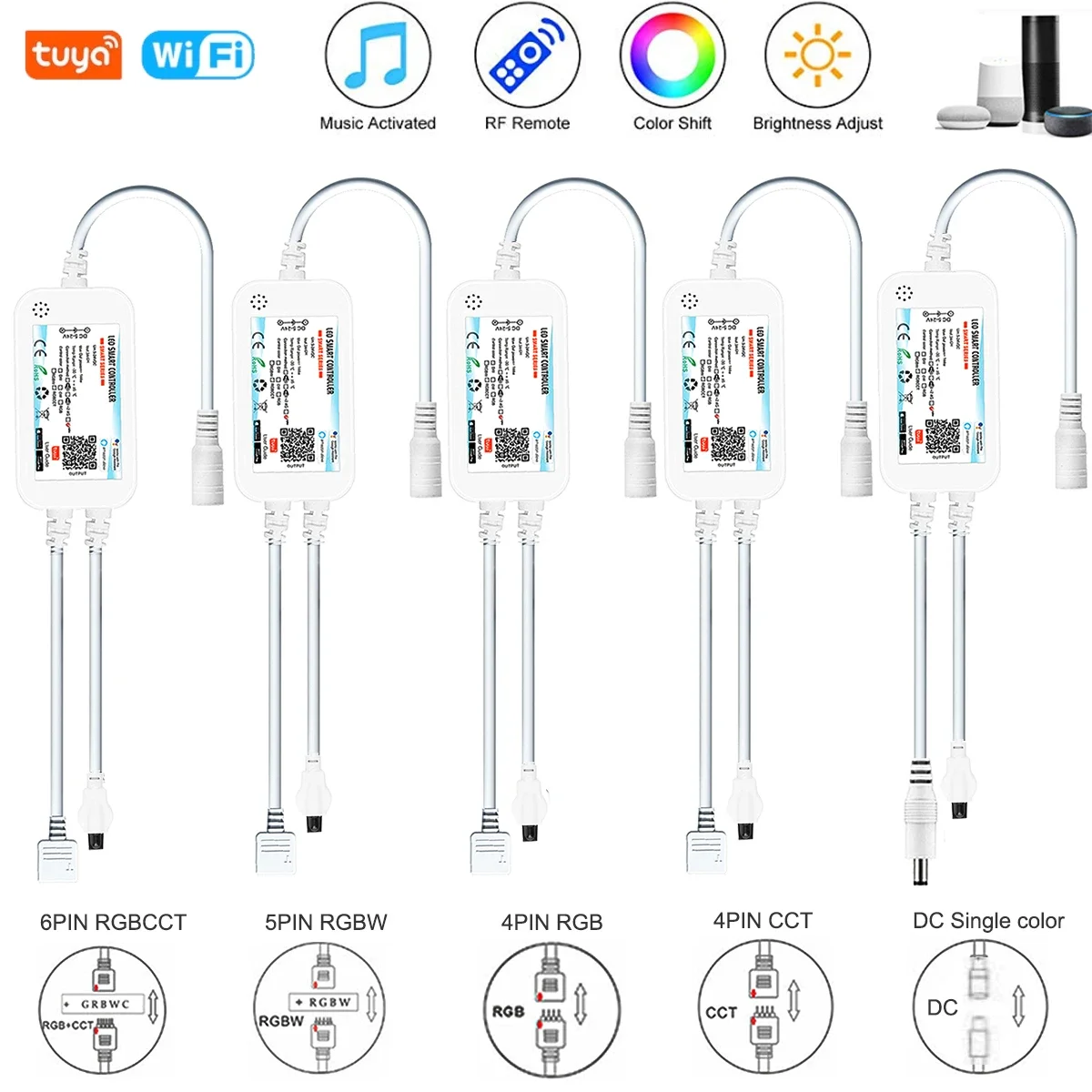 Tuya 스마트 라이프 APP 5-24V Wifi DW/CCT/RGB/RGBW led 라이트 스트립 무선 원격 컨트롤러 스마트 홈 Alexa Google 홈으로 작동