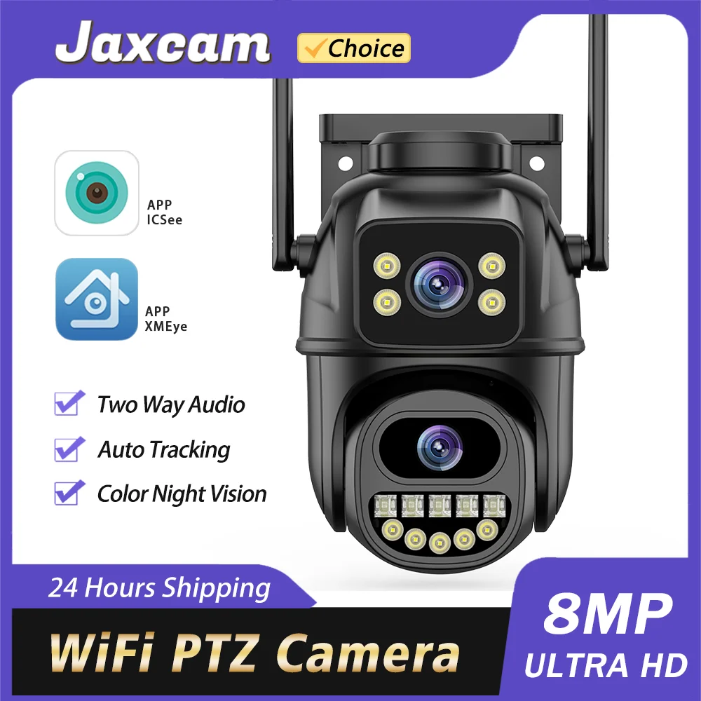 

ICSEE HD 4K 8MP PTZ WiFi Camera Dual Lens Dual Screens Security Protection Color NightVision AI Track Outdoor IP CCTV Survalance