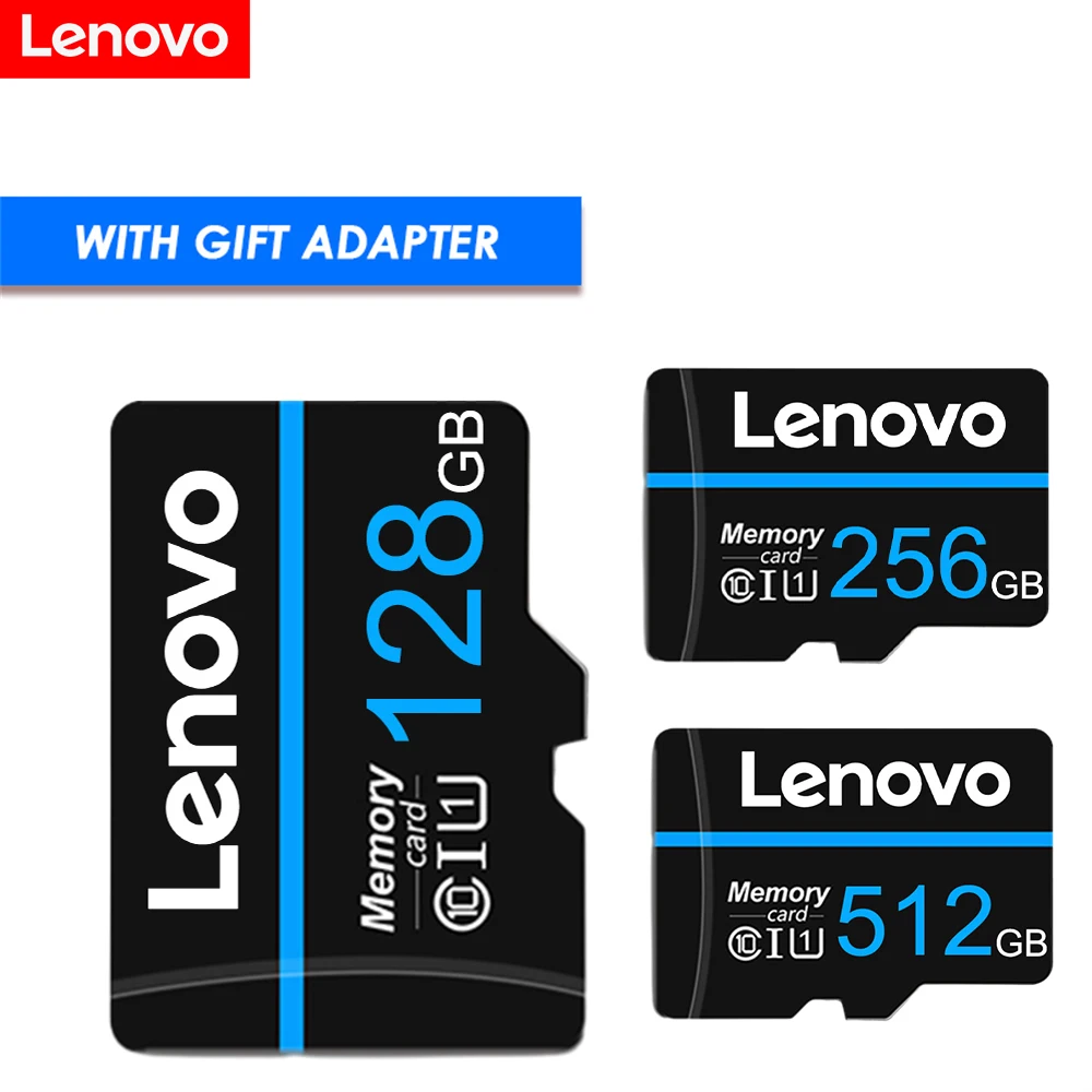 Lenovo Micro SD Card High Speed 2TB 1TB 512GB 256GB 64GB TF Flash Card 128GB Memory Card For Phone Camera With Free Adapter