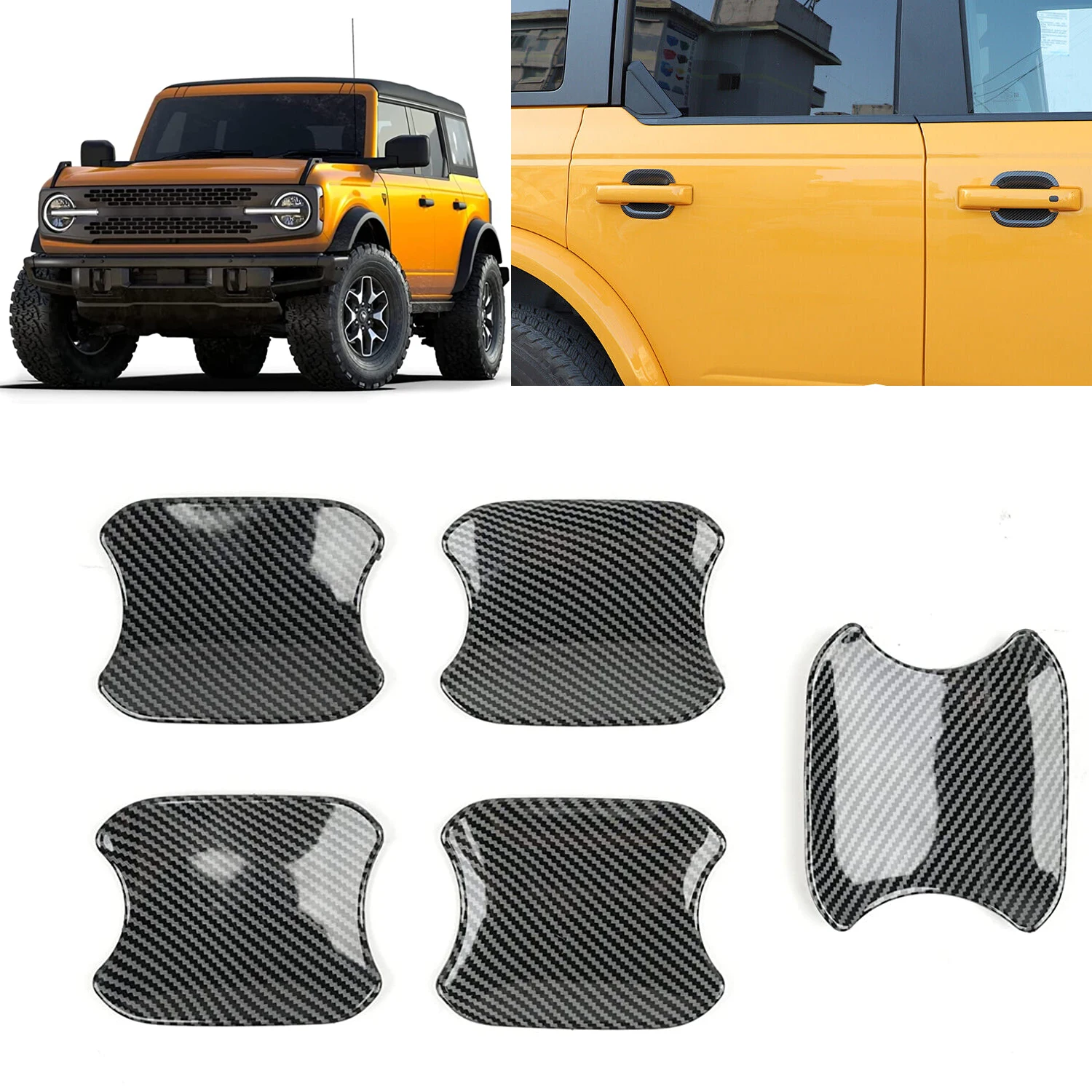 

Car Door Handle Bowl Cup Cover Front Rear Door Tailgate Decal ABS Insert Trim For Ford Bronco 2021-2023