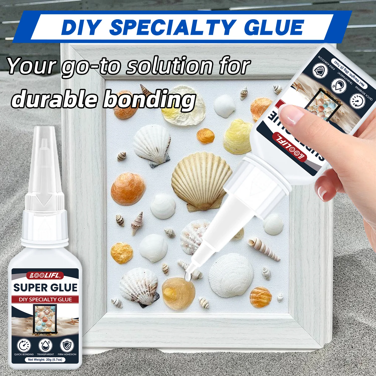 Adhesivo fuerte, DIY manual, adhesivo seco instantáneo de tres segundos, adecuado para madera, metal, plástico adhesivo multifuncional, transparente a baja temperatura anti-envejecimiento, duradero sólido no cae,