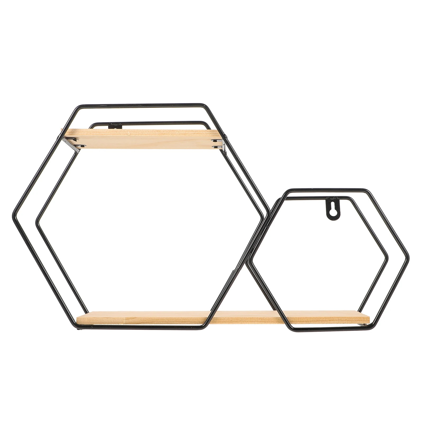 

Hexagonal Wall Shelves Metal Floating Rack Plant Storage Black Small Size 6 Sided Decorative Kitchen Bedroom