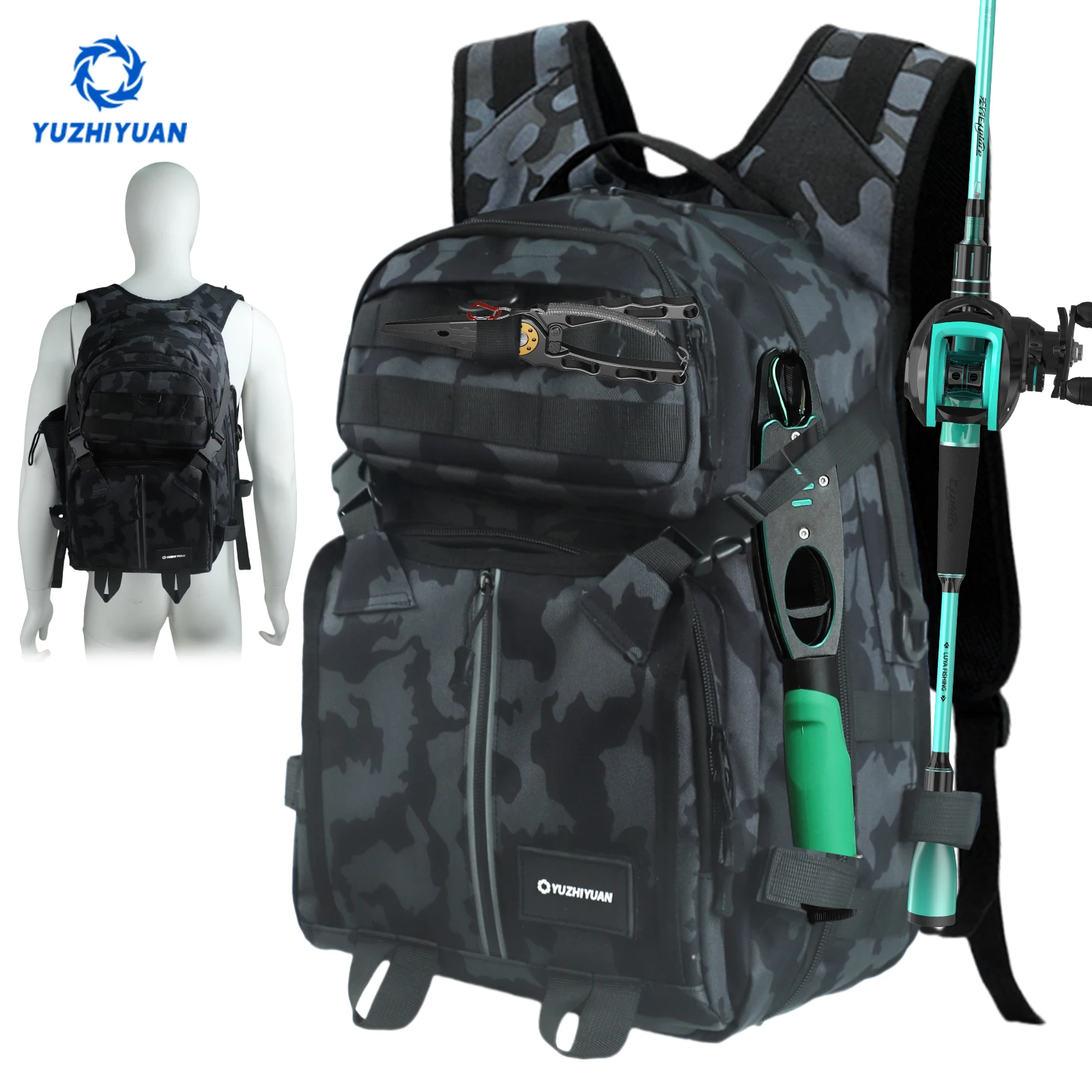 

Сумка для рыбалки, сумка для рыболовных снастей, многослойная сумка для хранения, походная сумка, сумка для скалолазания, рюкзак для кемпинга на открытом воздухе, сумка для удочки