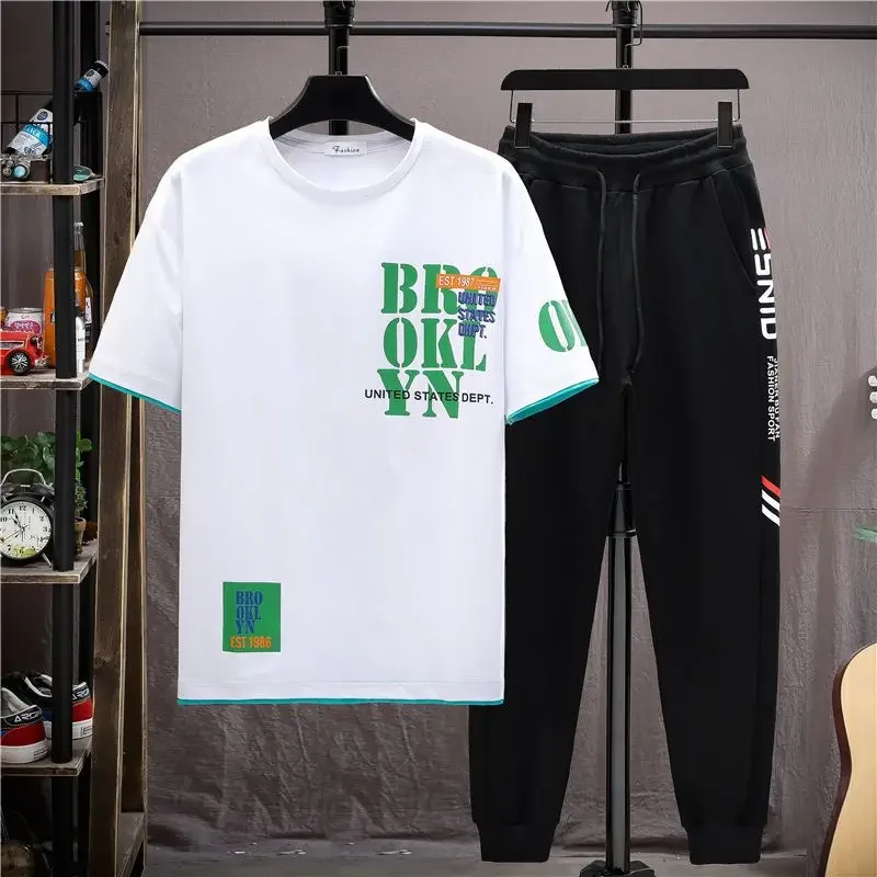 Tracksuit Print Male T Shirt Jogger Pants Sets Black Clothes For Men Sportswear Top Alphabet Sports Suits Offer Comfortable Xl