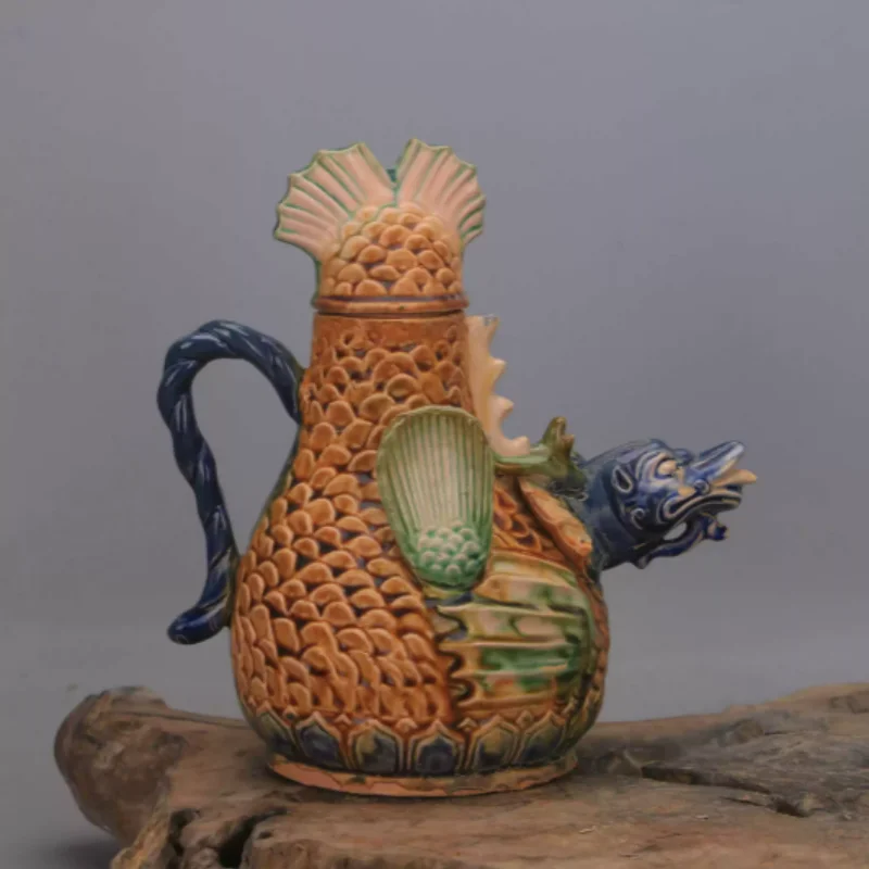 Antique ceramics collection sancai pot ornaments retro personality divine beast decorations pot modern exquisite crafts