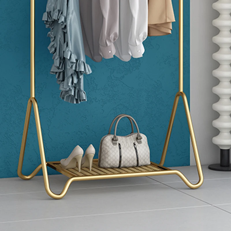 Floor Hanger Rail Clothes Rack Corner Shelf Wall Organizer Clothing Rack Bedroom golden Boutique Arara De Roupa Home Furniture