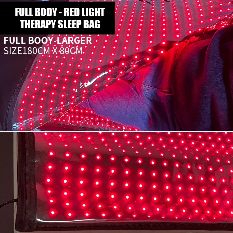 180cm Large Size 2560pcs LED Chips Full Body Therapy Bed Mat LED Red Light Sleeping Bag for Pain Relief Hand Held Body Health