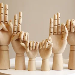 Minimalist wooden mannequin hand figurines, creative home office decor, art crafts for various room types, interior use