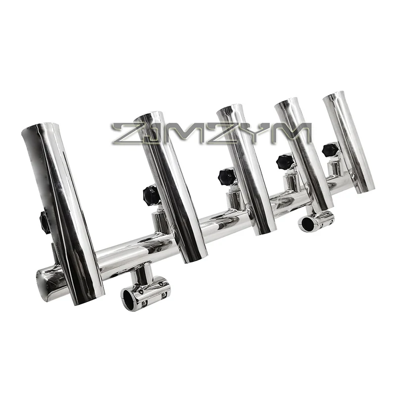 

5 Tube Fishing Rod Brackets Adjustable Stainless Rocket Launcher Fishing Rod Holders Boat Accessories For Ship Fishing
