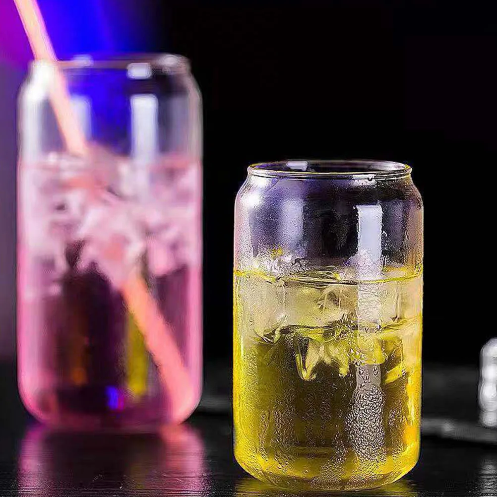 

6Pcs Glass Beverage Cups Transparent Ring-Pull Can Shape Creative Glass Cups Party Juice Beer Cocktail Drinking Glasses