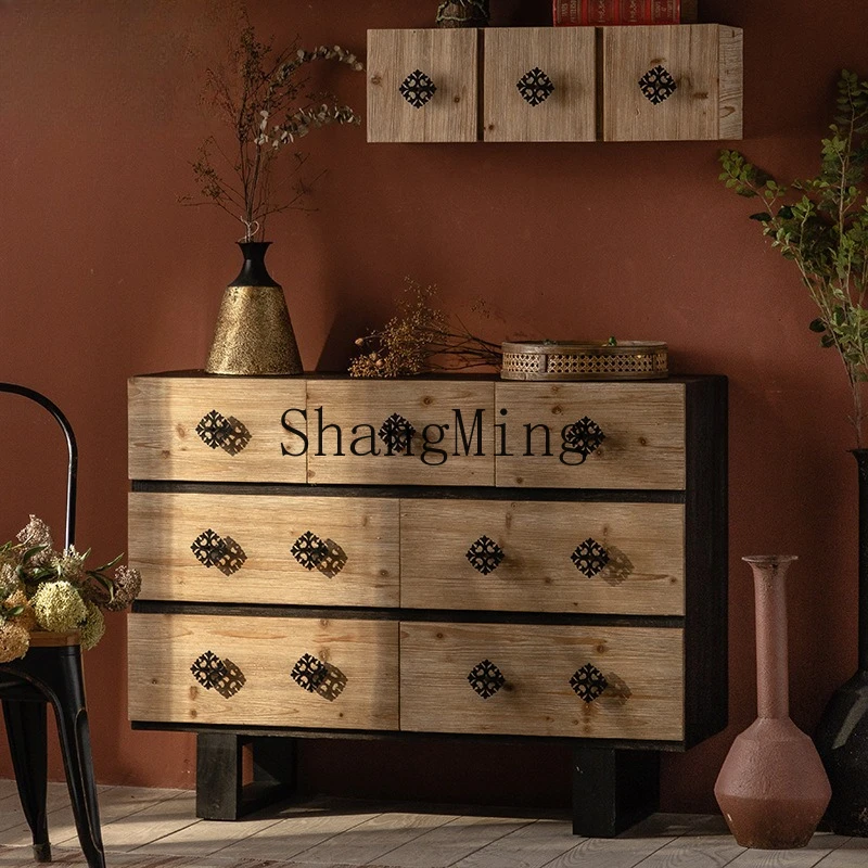 

ZYY wooden retro old porch chest living room storage creative decoration display cabinet