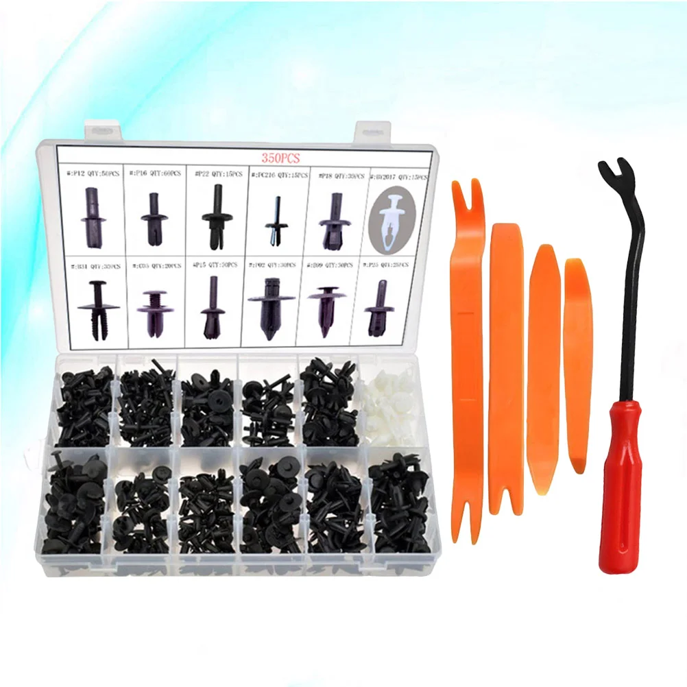 350 Pcs Car Rivet Retainer Fastener Push Pin Body Bumper Trim Moulding Clip Boxed