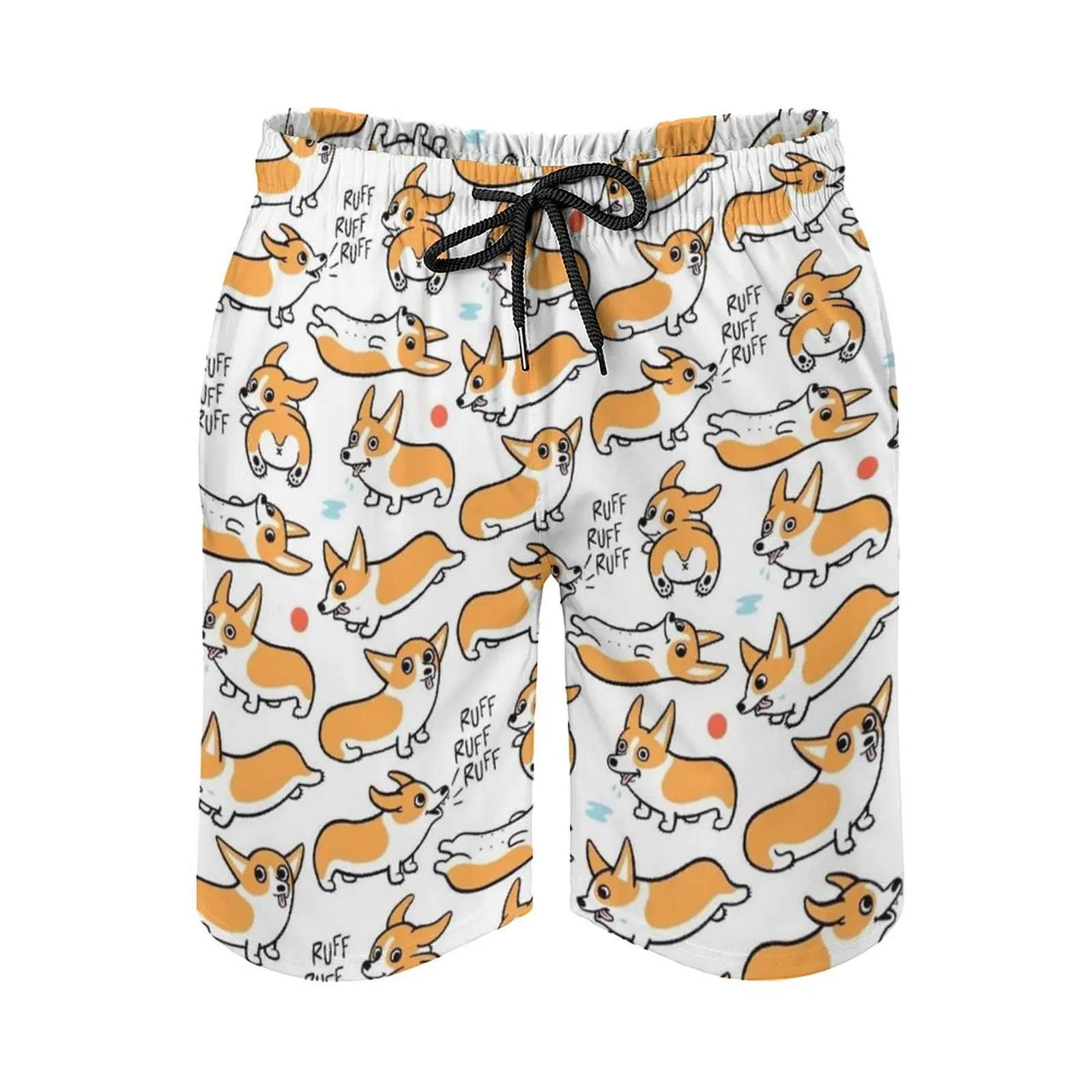

Cutie Corgis Men'S Sport Running Beach Shorts Trunk Pants With Mesh Lining Trunks Shorts Corgi Dog Pet Cute Pattern Beach Shorts