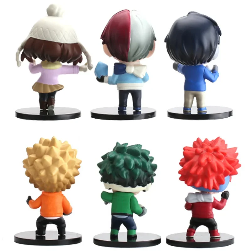 8-10 سم ماي هيرو أكاديميا 6 قطع إصدار لطيف. Midoriya All Might Bakugou Shoto Ochaco PVC Action Figure Boku No Hero Gift Doll Model