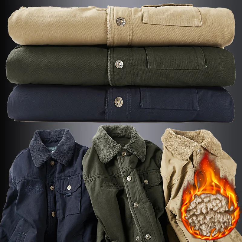 Winter Velvet Padded Jacket Men's Loose Large Size Warm Casual Jacket Lapel Padded Jacket