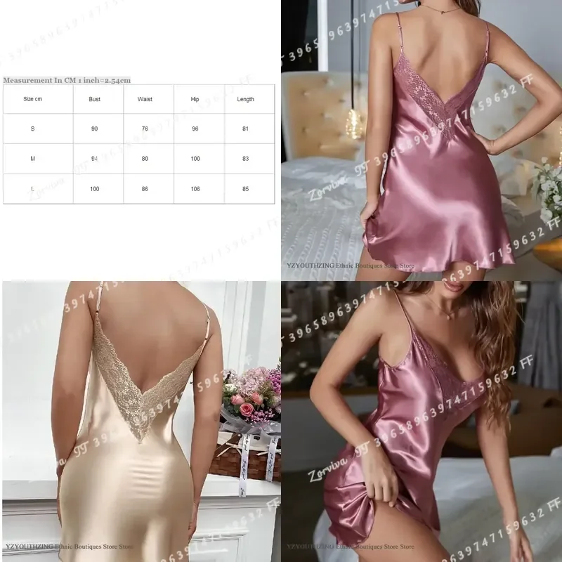 Women Sexy Lace Backless Mini Nightgown Spaghetti Strap Chemise Sleepwear Summer Intimate Lingerie Nightdress New Arrival