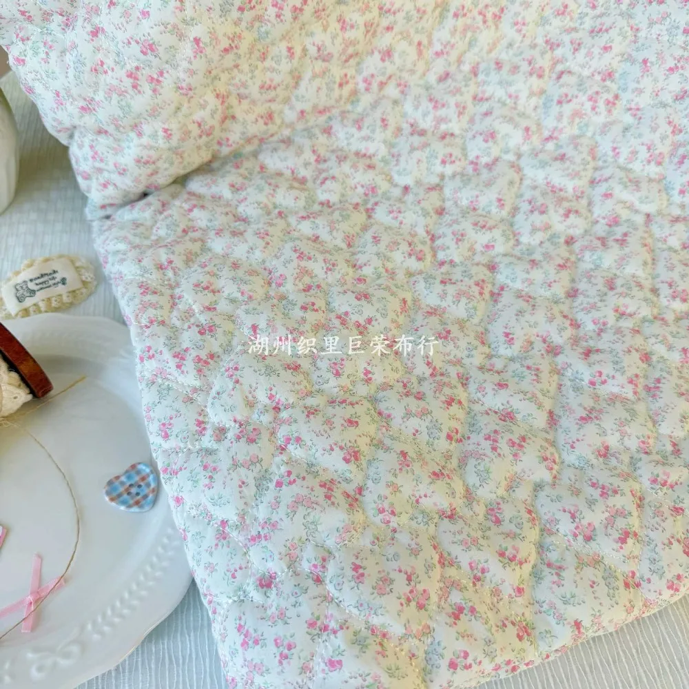 145x50cm 40s Quilted Embroidered Pure Cotton Digital Print Fresh Floral Fabric for Clothing Accessories DIY Sewing Cloth