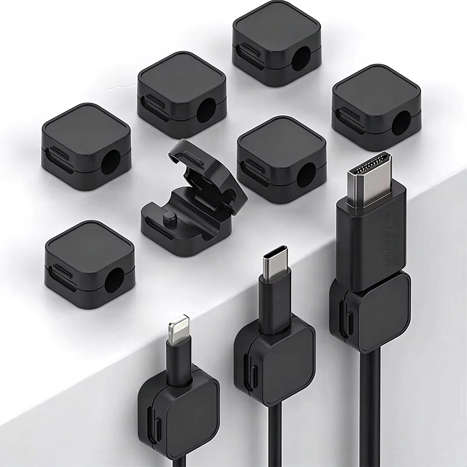 LEYI Non-magnetic Strong ​Cable Clips Adjustable Cord Holder, Adhesive Under Desk Mgmt Organizer, Home Office Car Wall Desktop