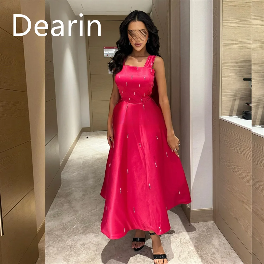 

Customized Formal Gown Dearin Square Collar A-line Ankle Length Skirts Bow Bespoke Occasion Dresses Evening Prom Dress Saudi Ara