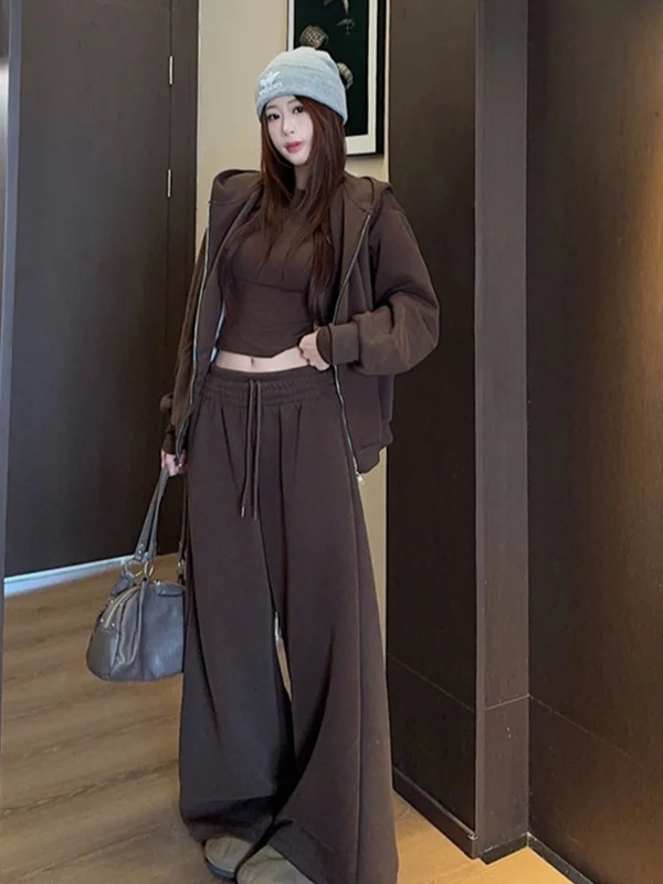 

Korean Style Sweet And Spicy Three Piece Set Women's Fashion Autumn Winter Layering Student Ensemble Long Sleeve High Waist