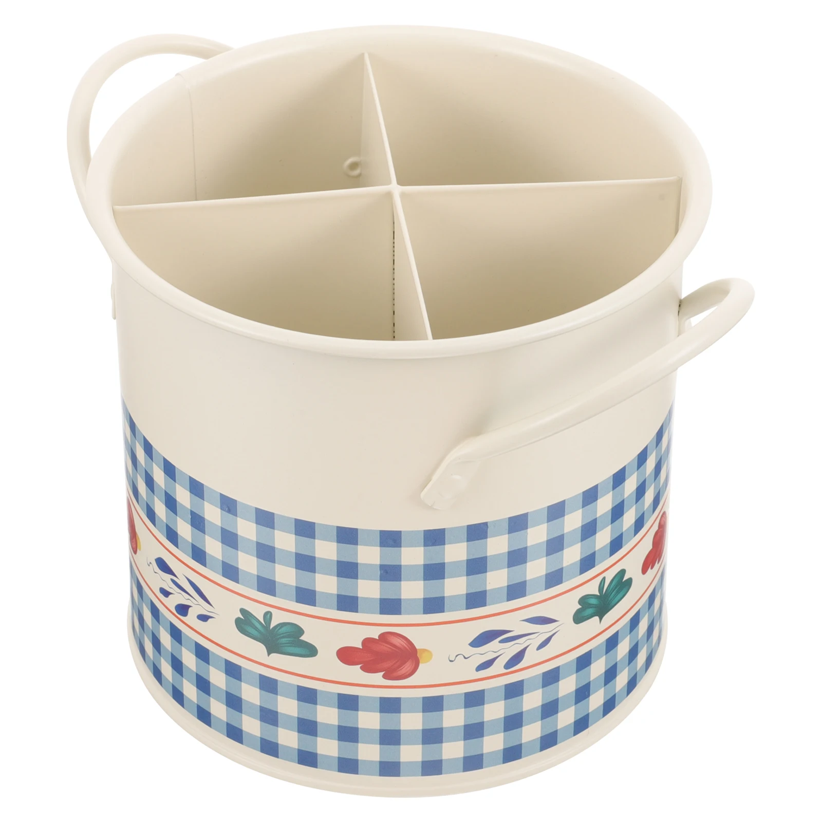 

Retro Style Cutlery Bucket Multi Grid Kitchen Utensil Holder Large Storage Organizer For Spoons Forks Tableware With Handles