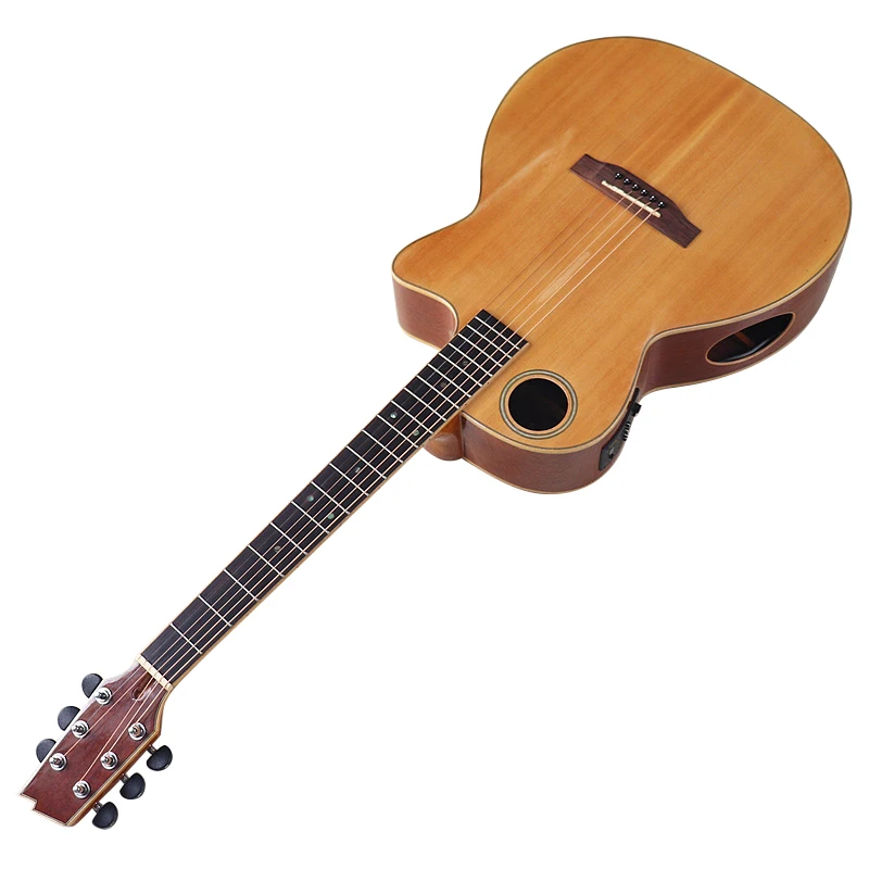 Stock 40 Inch  6 Strings Acoustic Guitar Solid Wood Top Folk Guitar Good Handicraft With Flaw