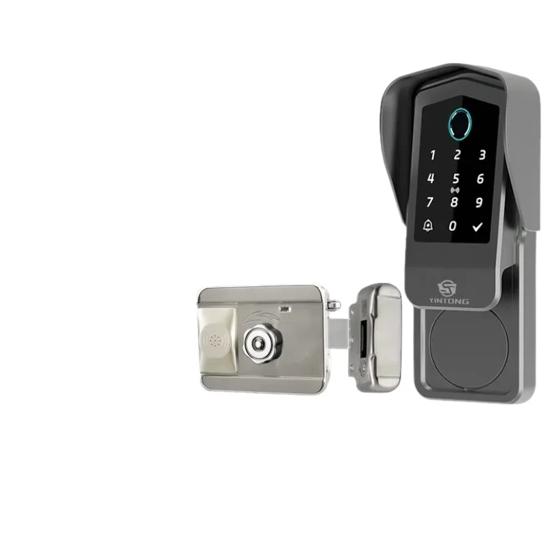 

L железный дверной замок в старом стиле, распознавание лиц, двусторонний замок с паролем по отпечатку пальца, водонепроницаемый интеллектуальный замок