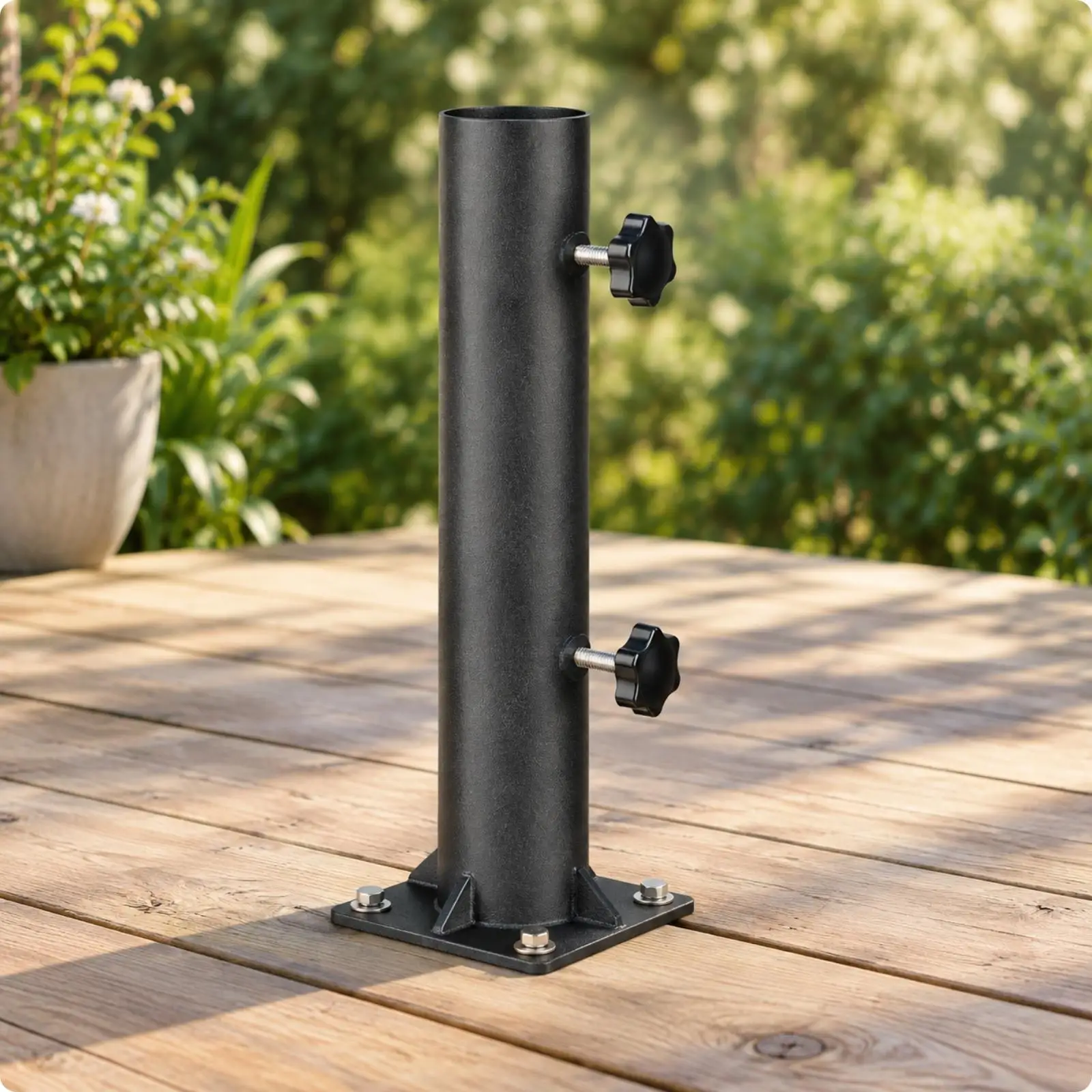 outdoor-steel-umbrella-stand-base-for-beach-patio-deck-with-three-pvc-sleeves-and-mount-kit