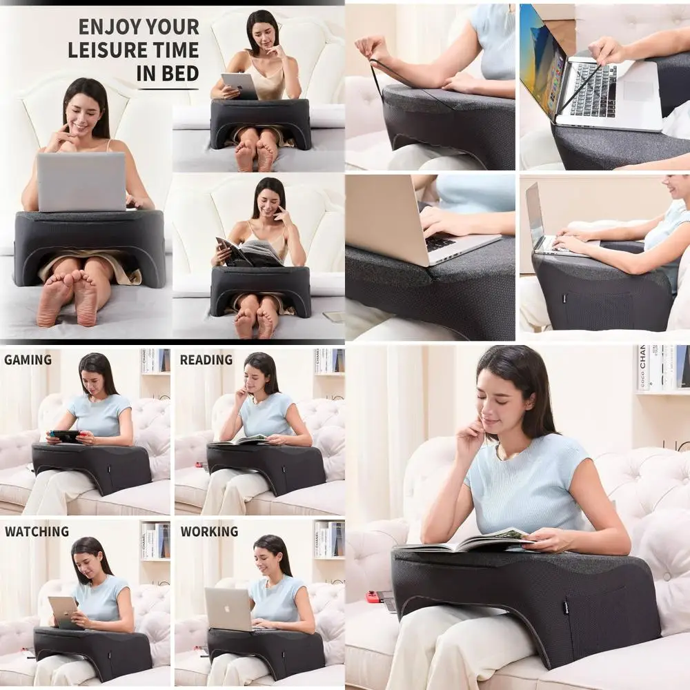 

Ergonomic Lap Desk for Comfortable Laptop Use, Reading, and Gaming on Couch or Bed - Grey