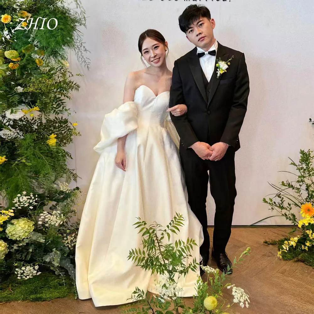 ZHIO Classic Sweetheart Wedding Dress Remove Jacket Ivory A-Line Korea Photo Shoot Bridal Reception Gown Customized 웨딩드레스