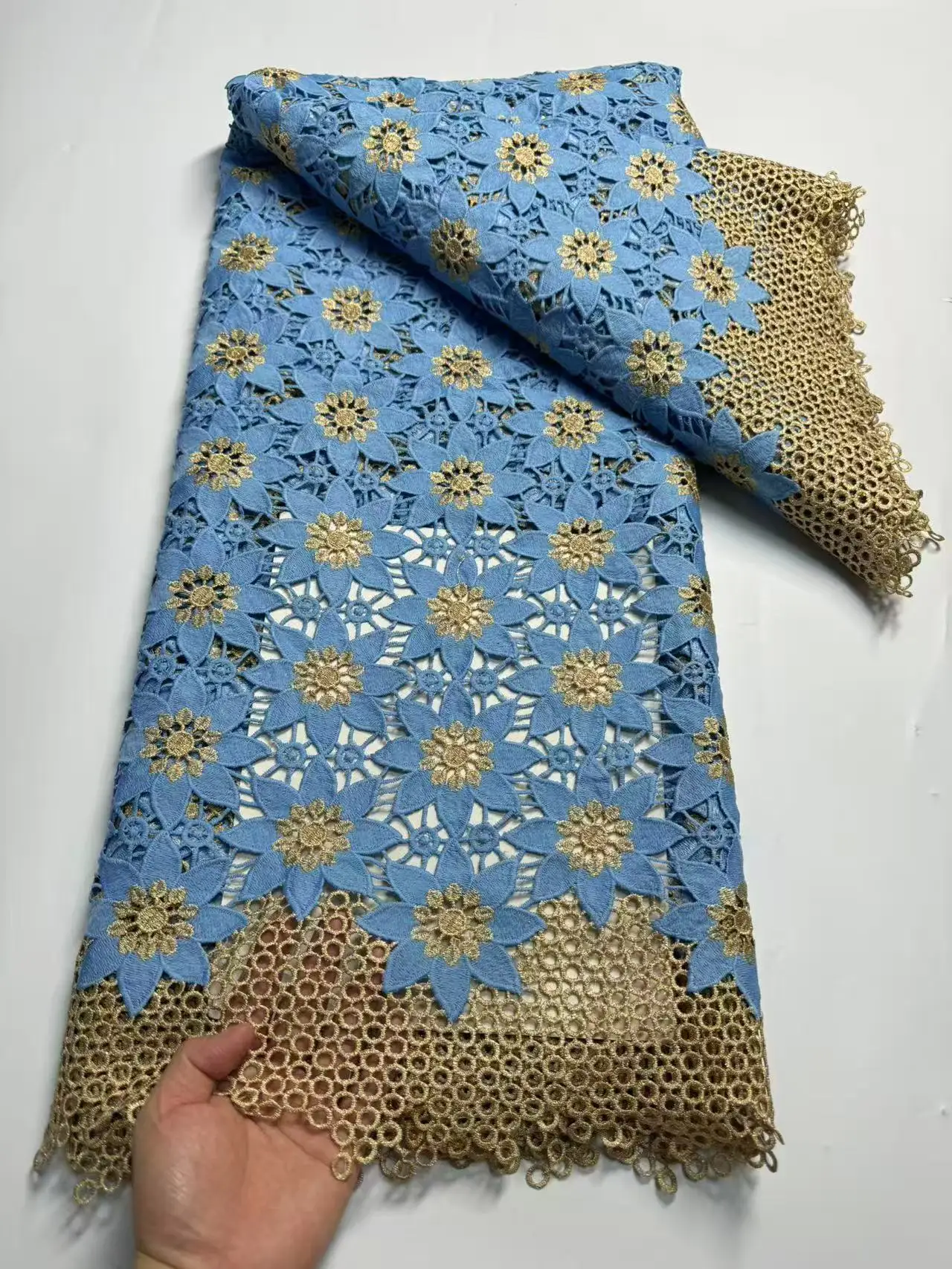 New Arrival African Water Soluble Lace Fabric 2024 High Quality Nigerian Guipure Cord Lace Fabric For Woman Praty Dress