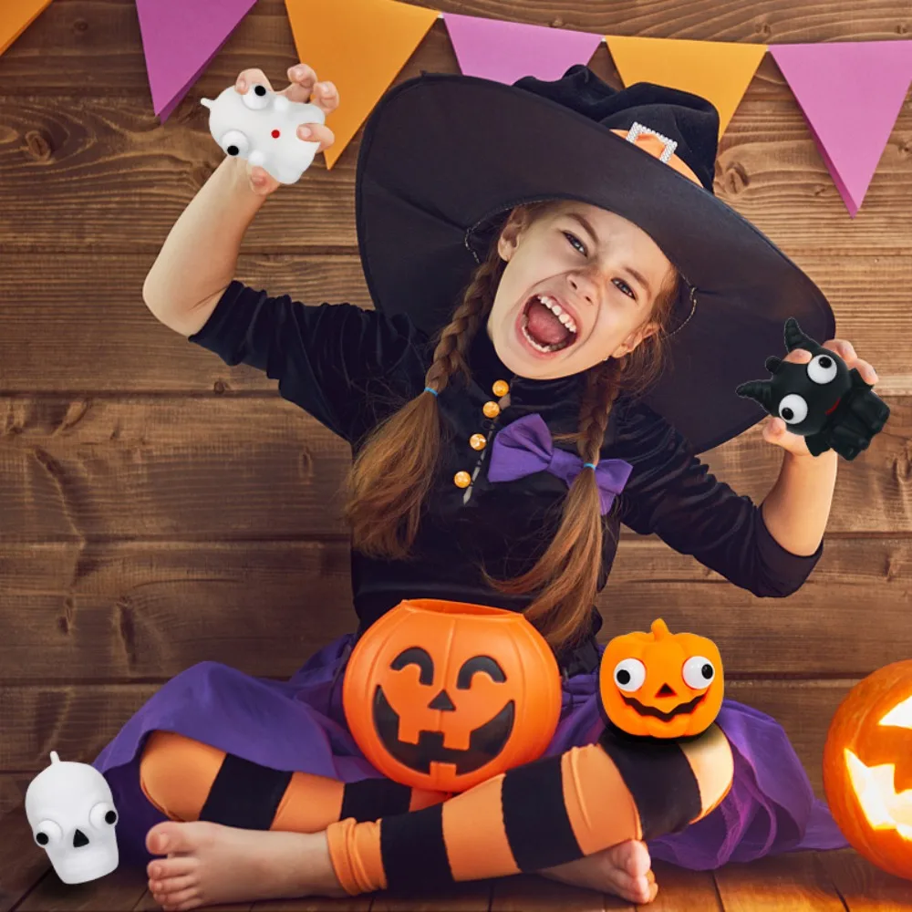 Jouets à presser citrouille fantôme, jouets antiadhésifs vierges, crâne Super doux, jouet Fidget d'halloween, mouvement du poignet