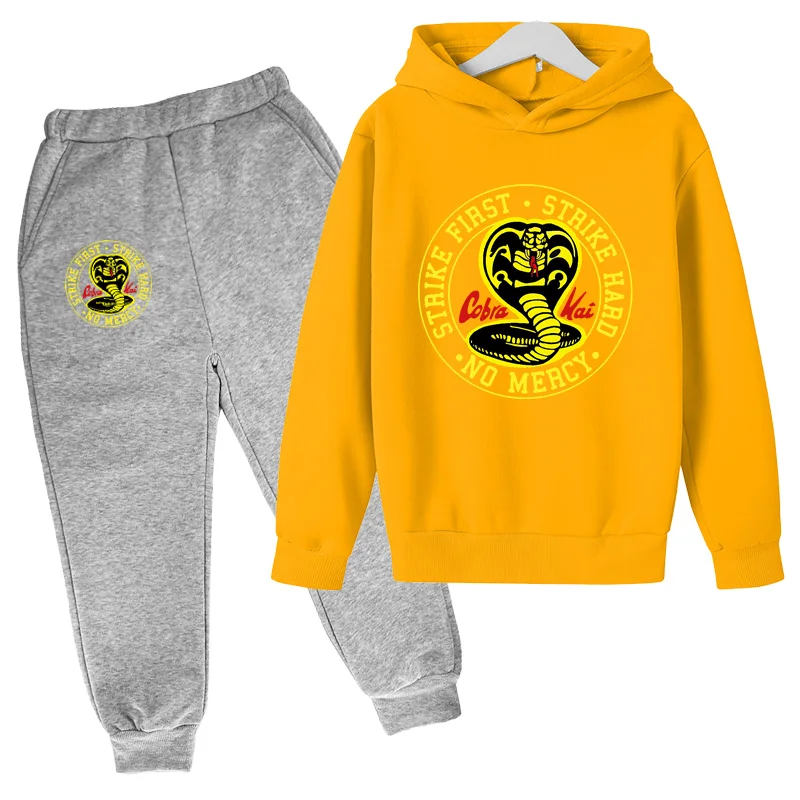 2022 Spring New Cobra Kai Hoodie Suit Cotton Kids Hoodie And Pant Two-piece Children Clothing Set 4-14 Years Girl Boys Clothes