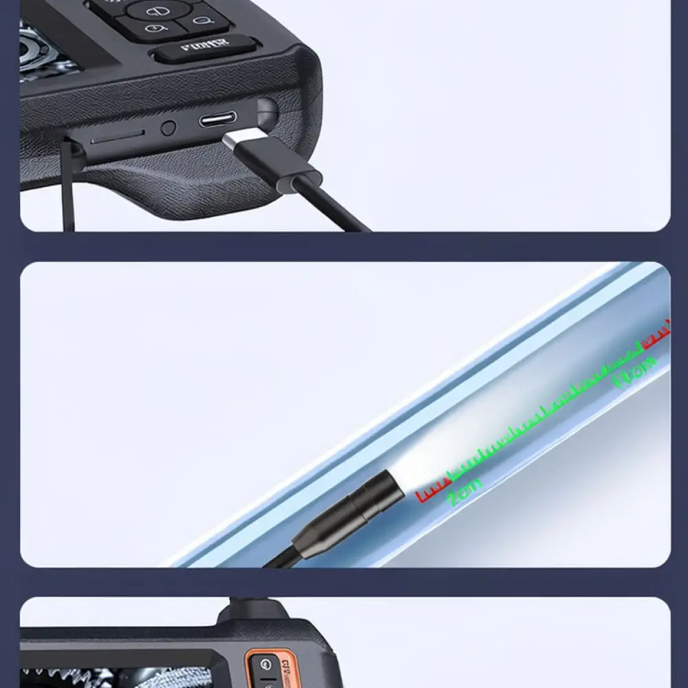 Portable Industrial Inspection Camera 8mm Probe HD Screen Display Pipe Sewer Automotive Engine Mechanic Repair Tool Kit