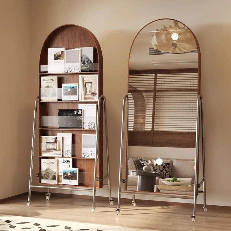 

Storage magazine rack full body floor mirror removable home full-length mirror Internet celebrity American retro fitting mirror