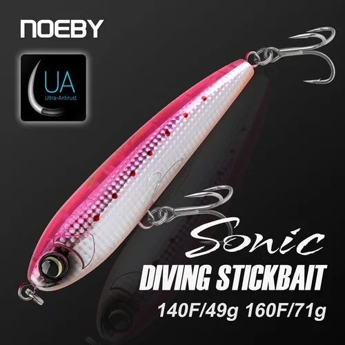 Imagen 1 del producto Noeby-señuelo de pesca Stickbait de buceo, 140mm, 49g, 160mm, 71g, Wobbler flotante, cebos duros artificiales para GT, atún, Kingfish