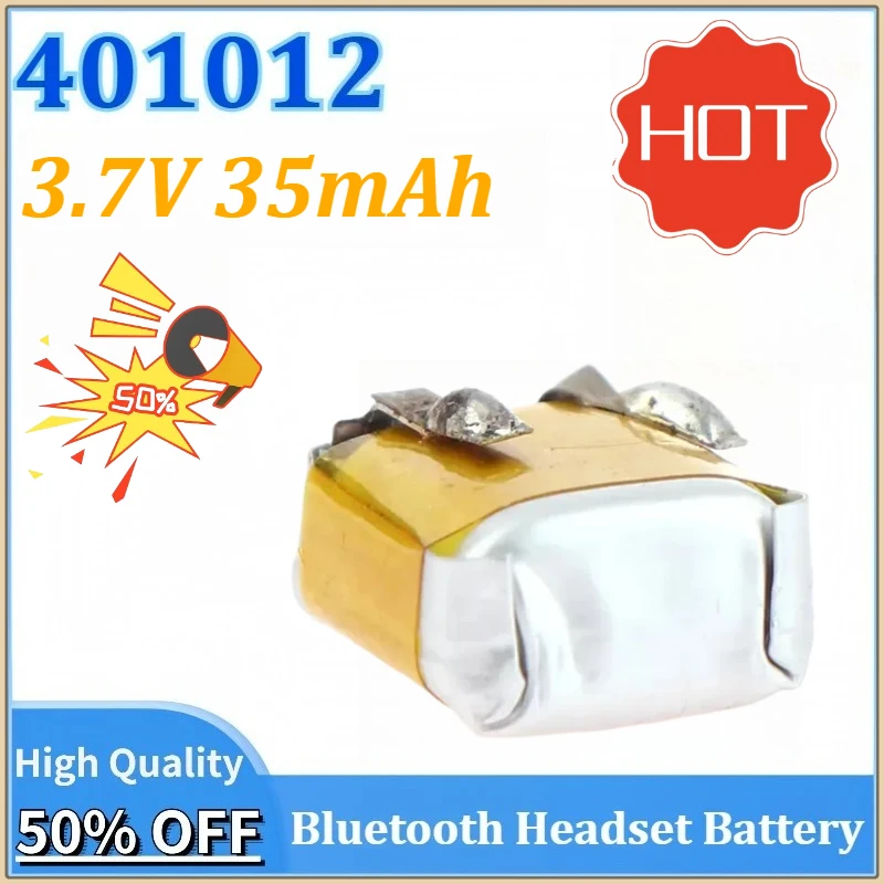 

10~100PCS 3.7V 35mAh 401012 Replacement Battery Cells for Wireless Bluetooth Headset Polymer Li-Ion Battery for Toy Earphones