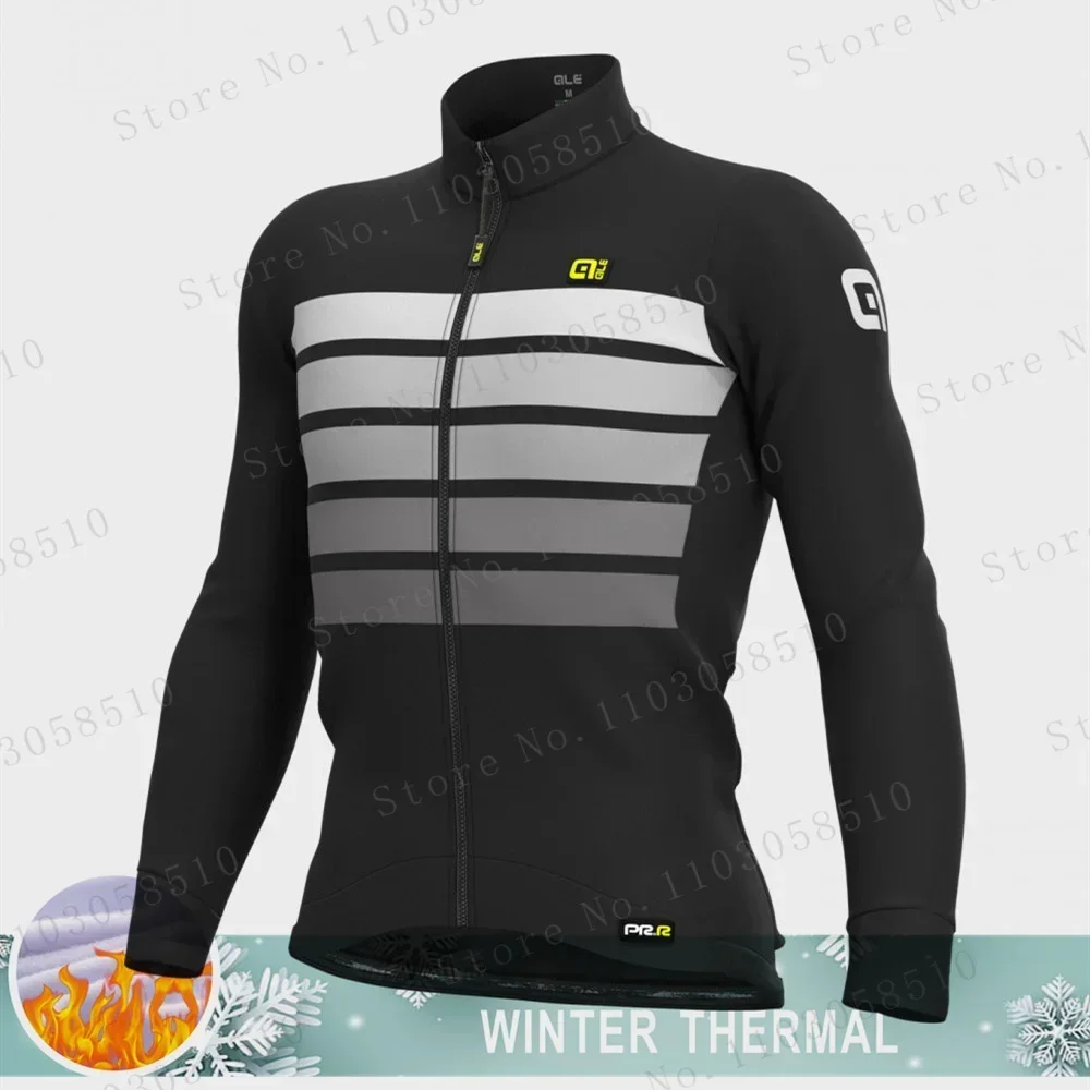 Men Winter Cycling Jersey Fleece Thermal Long Sleeves Bike Jacket Full Zip MTB Bicycle Shirts Cold Weather Coat Weatherproof