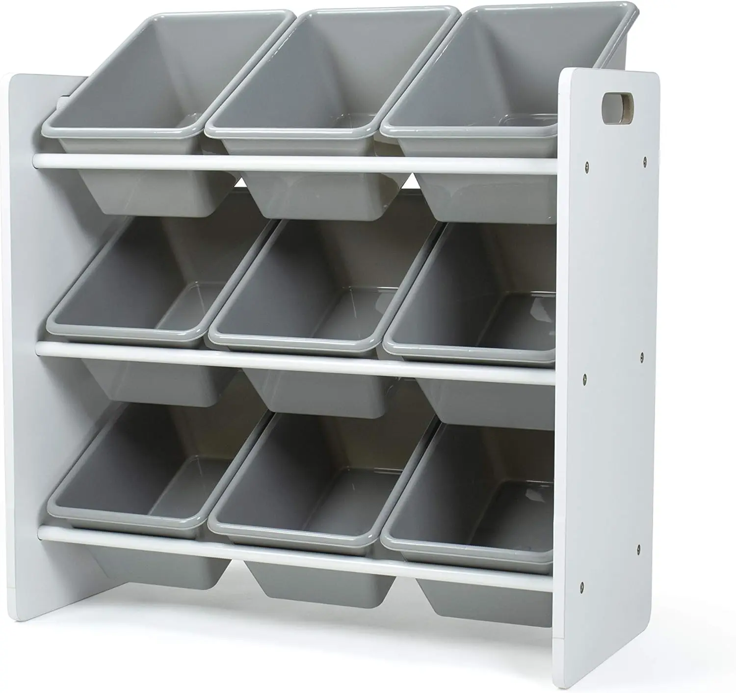 

3-Tier Toy Organizer with 9 Bins, Natural White/Grey, Space-Saving Storage for Kids' Playrooms
