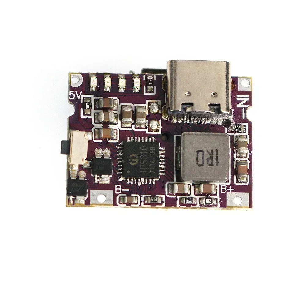 1PCS 5V 3.1A USB Type-C Boost Converter Module IP5310 Step-Up Power Bank Charger Board with LED Indicator Switch
